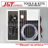 Double Panel Solar Water Pump Set 9V 10W & DC 12V Pump & Large Capacity Battery Pond Kolam [Pam Sola