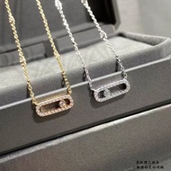 Best Sellers❤ Pavé Single Diamond Movable Necklace Female Sliding Paper Clip Clavicle Chain V Gold H
