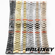 PALUXEY High Quality Presidential 20MM Width 904L Solid Stainless Steel Strap Wristband Curved End S