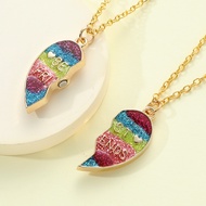 Engraved Best Friends Necklace for 2 Friendship Necklace Colorul Heart Pendant Necklace for Women Gi