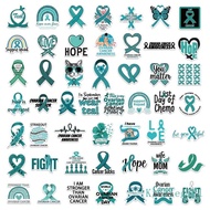 KING 50 Sheets Decorative Sticker Ovarian Cancer Awareness Sticker Decal Laptop Sticker Symbols Ribb