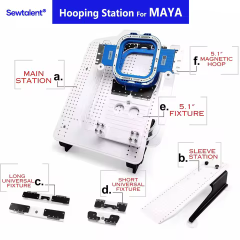 MAYA TCMI-1201SB Mini Tubular embroidery machine with Sewtalent Mighty Hoop Hooping station kit hoop