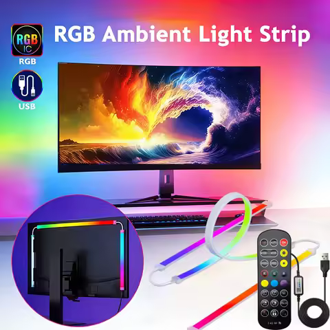PC Backlight Music SYNC Monitor Ambilight LED Lights USB RGB-IC LED Strip Light Magic Color Lamp Tap