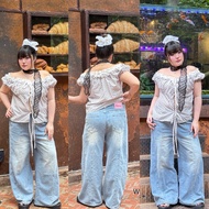 Buggy jeans by Walarat Bucky Light Faded Color Very Chic. Unique Cut To Size For Chubby Women Clothe