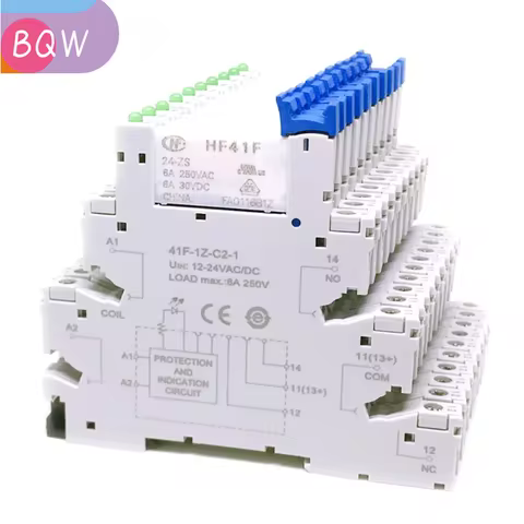 10Pcs 41F-1Z-C2-1 HF41F 5-ZS 12-ZS 24-ZS 5V 12V 24V 230V 6A 1CO Slim/SSR Relay Mount On Screw Socket