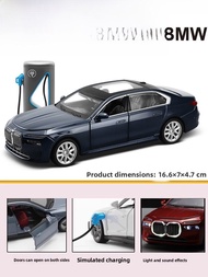 Large Size BMW I7 Alloy Car Model Display Toy for Boys Simulation Metal Collectible Vehicle Decorati