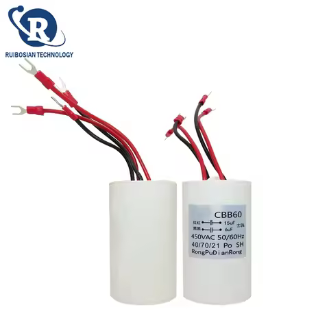 6UF+15UF CBB60 four wire dual capacitor 450V electric hoist lifting pole motor crane starting capaci
