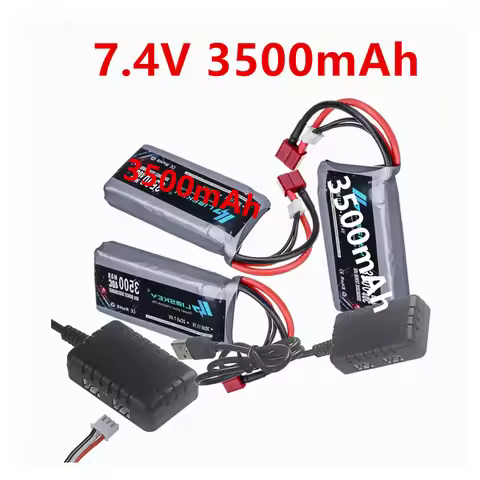 7.4v 2S 3500mah Battery or 2in1 Charger For Wltoys 12428 12423 144001 RC Car, for feiyue 03 Q39 2s 7