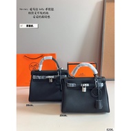 28 Leather Silver Black Leather Bag kelly25 Kelly togo Female Buckle Handbag Small noir Majia togo