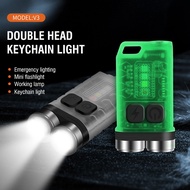 Boruit V3 Flashlight 6cm LED Mini Keychain Torch Light Type-C Rechargeable Flashlight with Magnet Ca