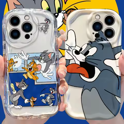 Toms Jerrys Wave Case for iPhone 16 15 14 Pro Max 13 12 Mini 11 XS X XR 8 7 Plus SE 2022 2020 Soft S
