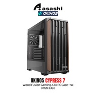 OKINOS Cypress 7 Wood Fusion Gaming ATX PC Case - 4x PWM FAN