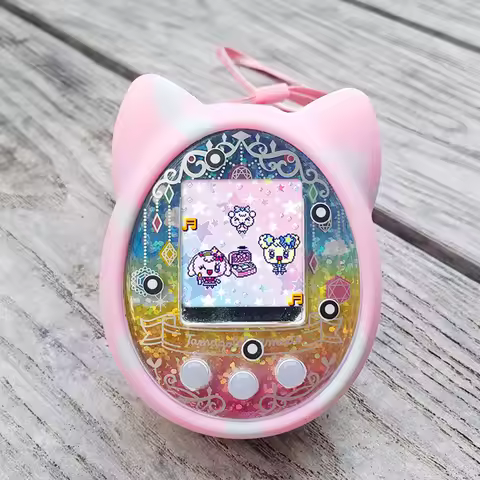 Soft Silicone Cartoon Cat Shaped Protective Cover for Tamagotchi Mix PS Idl Id with Lanyard Waterpro