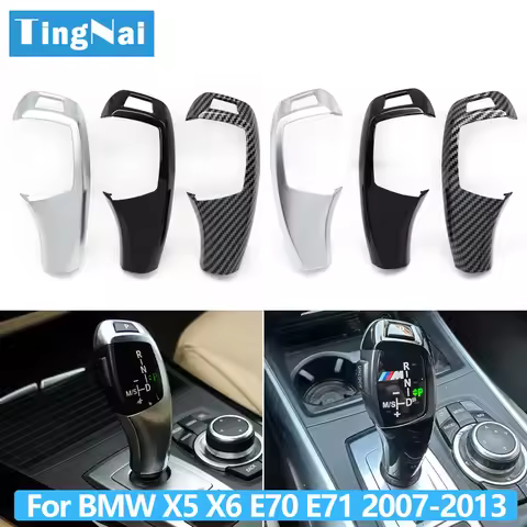LHD RHD Car Gear Shift Knob Trim Cover Auto P Parking Button Cap For BMW X5 X6 E70 E71 E72 2007-2013