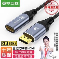 畢亞茲 主動式DP1.4轉HDMI2.1母頭轉換器連接線 公對母視頻轉接頭