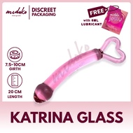 Midoko Penis Shaped Glass Dildo Heart Handle Sex Toy Pink