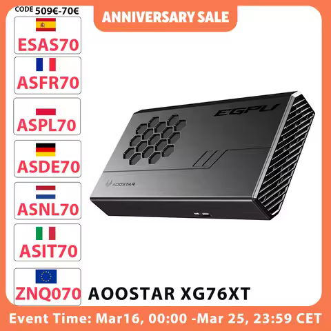 AOOSTAR XG76XT eGPU Dock with AMD Radeon RX 7600XT GPU, 8GB GDDR6 RAM, 128bit, 1*USB 4.0, 1*Oculink,
