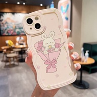 White rabbit flower bouquet phone case x for iphone 15prm x 7 small 15promax 12 xsmax 7p/8p 14 13 11