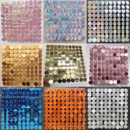 YOLOGO Sequin Backdrop, Round PET Sequin Panel Wall Decor,  Glitter Silver Gold Backdrop Decoration 