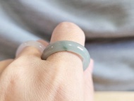 【親翠】天然翡翠 冰芙蓉綠一抹色種水美手指鐲17號戒圈