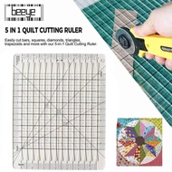 BEEYE Quilt Cut Ruler Template, 6inch Acrylic Quilt Cutting Template, Universal 5 in 1 Transparent S