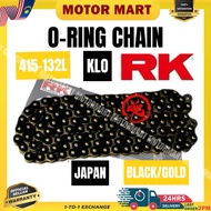 100% ORIGINAL RK JAPAN O-RING CHAIN RANTAI 415 132L BLACK / GOLD RACING CHAIN RK FOR LC135 Y15 Y16 R