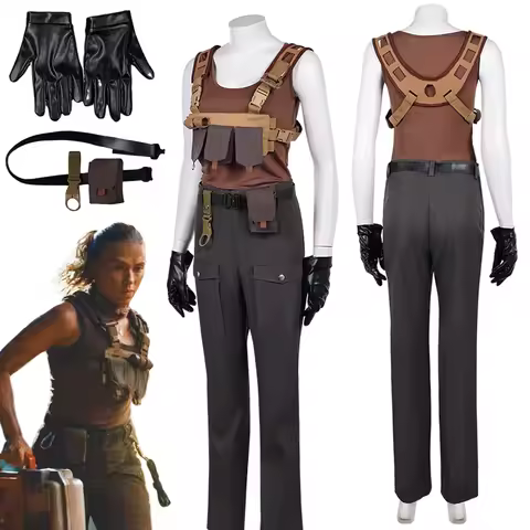 2025 Movie Jurassic World Rebirth Cosplay Zora Bennett Top Pants Cloth Party Roleplay Costume Outfit