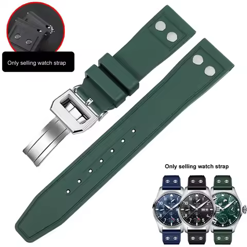 20mm 21mm 22mm Nature Soft Fluororubber FKM Rubber Watchband For IWC Strap Big Pilot Portofino TOP G