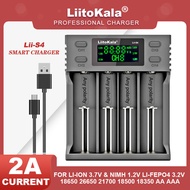 Liitokala Lii-S4 18650 Lithium Battery Charger 3.7V 21700 26650 25500 20700 14500 16340 18350 1.2V AA AAA26700 1.2V AA AAA