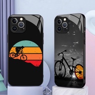 BIKE Cycling Art 01 Glass Phone Case For IPhone 16 15 14 13 12 11 Pro XR XS Max Plus Mini X XR 8 7 6