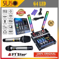 SUSO - Newly G4 LED Signal Light Mixer Power Mixer 4Channels USB Bluetooth with 2 Wireless Mic