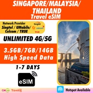 [Singapore eSIM] [1-7 Days] 4G High Speed Unlimited Data Travel Prepaid eSIM Roaming Data (Singtel T