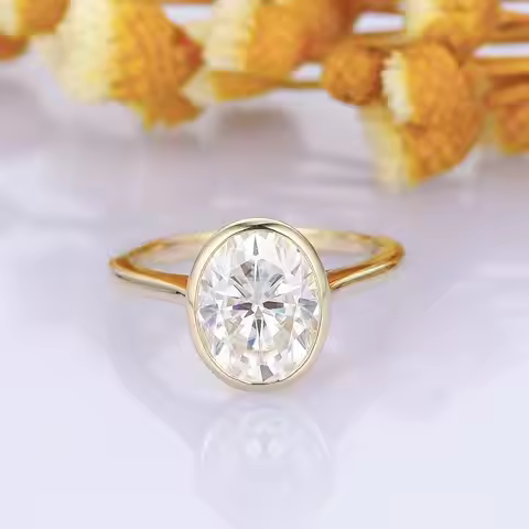 Minimalist Oval Cut Engagement Ring 925 Sterling Silver 1ct 2ct Moissanite Solitaire Ring for Woman 