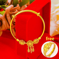 Fashion Jewelry 18k Saudi Gold Pawnable Original Bracelet for Woman Pure Gold Bracelet Korean Style Dreamcatcher Round Beads Bracelets Bring Good Luck Ladies Bracelets Girls Birthday Gifts Couple Gifts Lucky Bracelet Send Love Adjustable Opening Ring