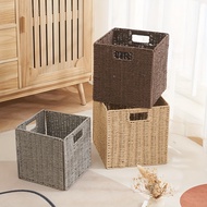 Foldable Paper Rope Storage Basket 25x25x25cm Grey Cube Woven Wardrobe Toy Organiser Cubby Bin