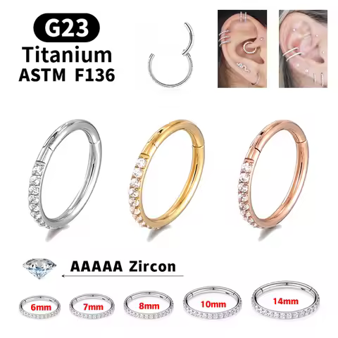 18G/16G Women's Round Earrings G23 F136 Titanium Nose Ring Hinge Clicker Open Diaphragm Nose Ring Fa
