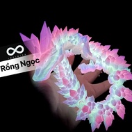 Mô Hình Rồng Crystal Cẩm Thạch Phát Sáng Dạ Quang Với Khớp Cử Động Linh Hoạt