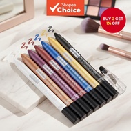 Eye Shadow Pen Eyeliner Stick Shimmer Pencil with Sharpener Foam Tip Black Blue Green Purple Long La