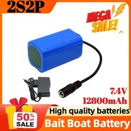 2S2P 7.4V 12800mAh Lithium Battery Pack for Bait Boat Remote Control Feeding Boat Battery +8.4V1A Ch