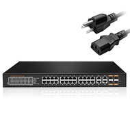 1U Rack Mount POE Switch Full Gigabit 32 Ports Ethernet Network Switch Unmanaged 24 POE +4 RJ45 +4 S