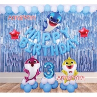 Balkar Package Set Balloon Birthday Decoration Baby Shark Blue Shark
