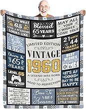65th Birthday Gifts for Men, Vintage 1960 Birthday Blanket 50"x60", Birthday Gifts for 65 Year Old M