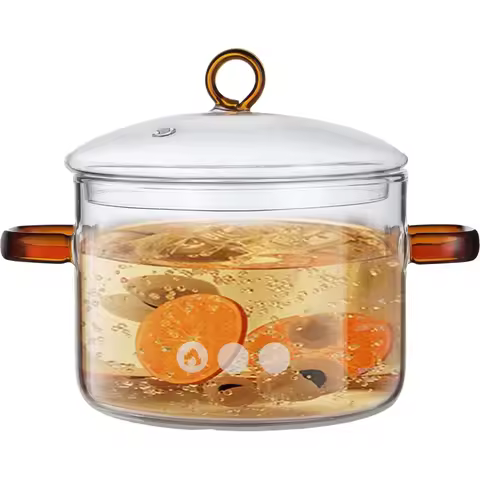 1.6 L Glass Pot For Cooking on Stove Heat-Resistant Glass Clear Glass Simmer Pot For Noodle Soup Mil