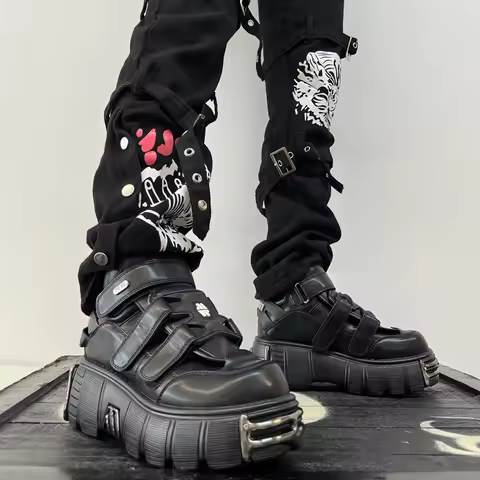 Designer Fashion Women's Ankle Boots,Women Platform Pumps,Rock Gothic Punk Style Motorcycle Boots Y2