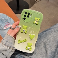 For OPPO A94 A 94 Case Soft Silicone Casing Waves Back Cover 3D stereoscopic Cute Bear Phone Case