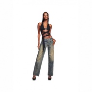 IAMGIA Hot Girl Retro Distressed Low-Waist Jeans - Straight Cut
