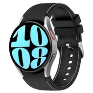 全城熱賣 - 適用於三星 Galaxy Watch 6 / 6 Classic 仿皮紋車線硅膠錶帶（黑+白）