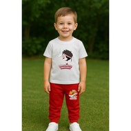 MERAH Children's T-shirt and Jogger Set for Indonesian Independence Day Crackers 80 August 17th Suit