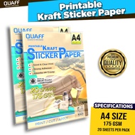 Kraft Inkjet Photo Sticker Paper A4 175Gsm (20 sheets per pack)