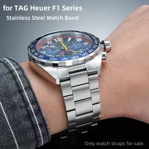 For TAG Heuer F1 Series Gulf Red Bull Team 43mm Quartz Men's Watch -Replacement 21.5mm Curved Stainl